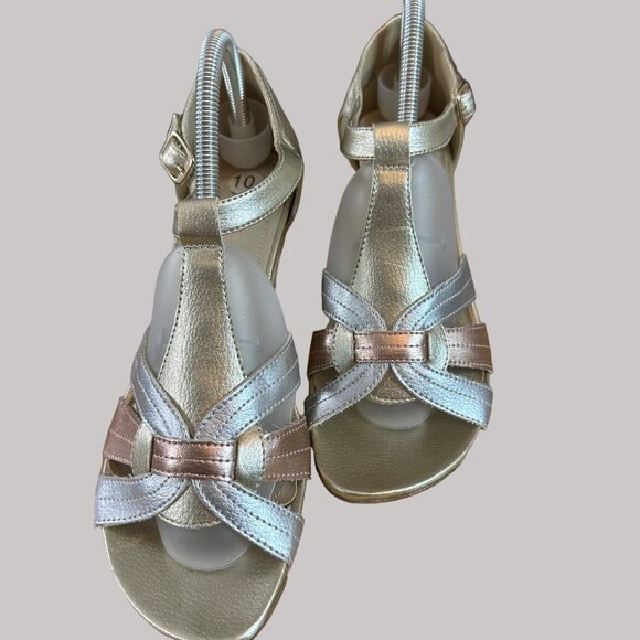 AK Klein Sports Womens Metallic Wedge Sandals Size 10 - Picture 5 of 14